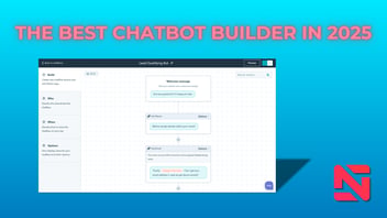 HubSpot's Chatbot Builder interface showing tools to create automated yet personalized chat experiences for businesses.